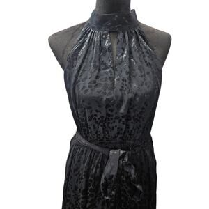 New By Anthropologie Halter Neck Mini Dress Medium Black Leopard Print